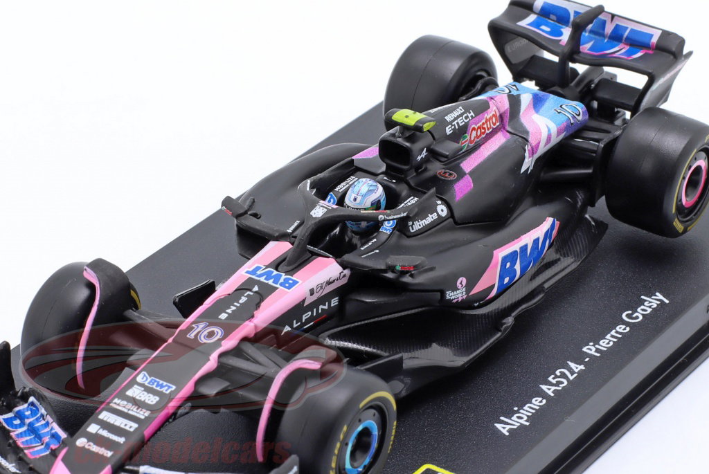 Bburago – Alpine A524 F1 Bahreïn 2024 #Gasly – Miniature Métal 1:43 – Modèle Officiel Formule 1, Finitions Réalistes – édition Collector