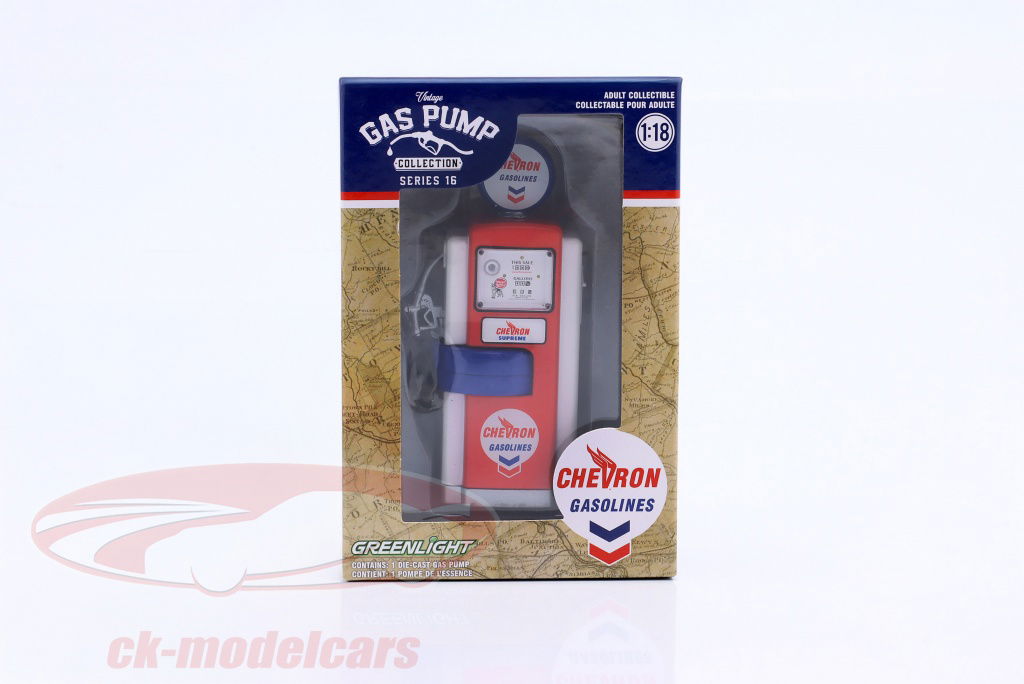 greenlight-1-18-wayne-100-a-zapfsaeule-chevron-1948-weiss-rot-blau-14160a/