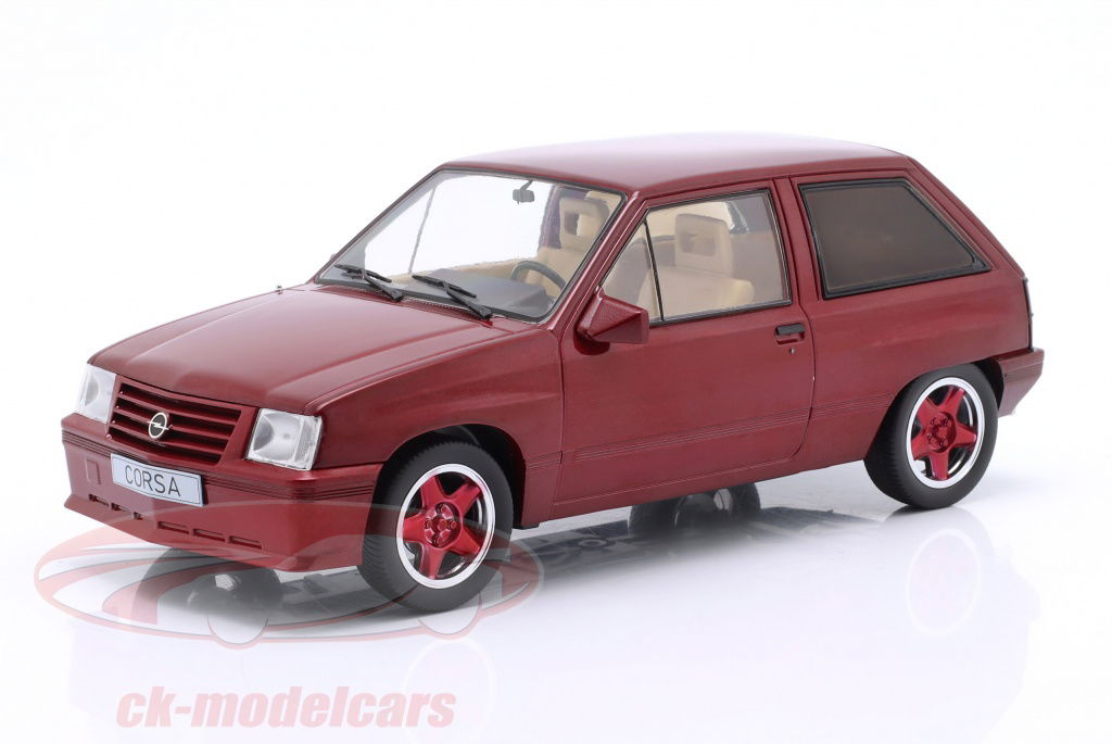 modelcargroup-1-18-opel-corsa-a-custom-donkerrood-metalen-modelcar-group-mcg18433/