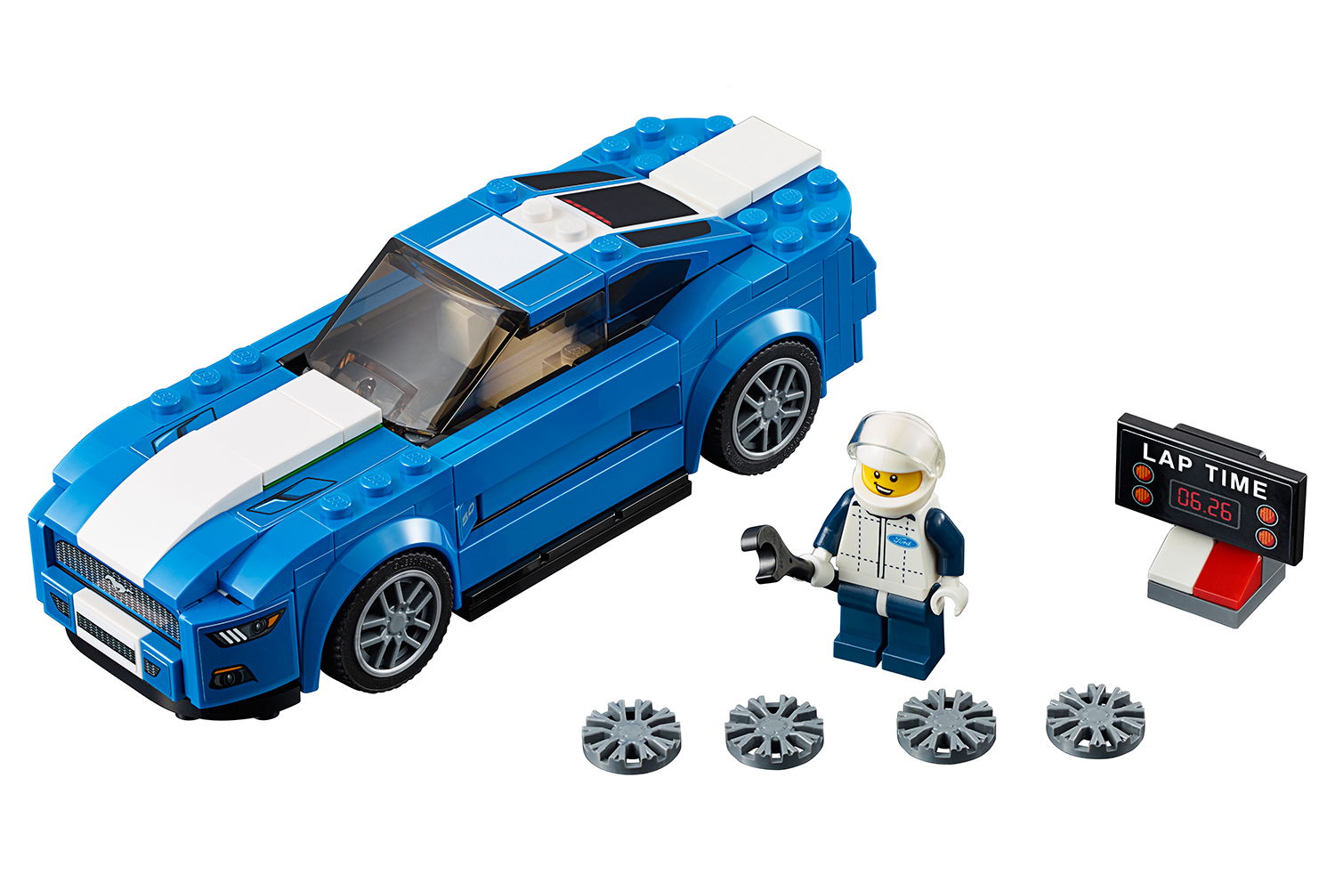 LEGO® Speed Champions Ford Mustang GT ブルー ととも​​に ホワイト ストリップ