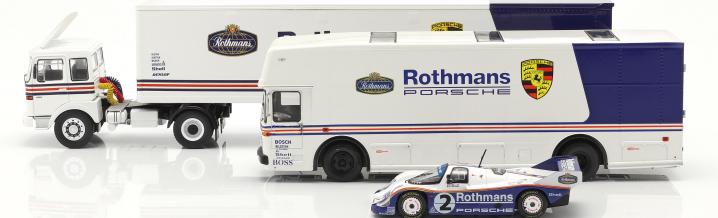 Dreier-Set Porsche Renntransporter in 1:43
