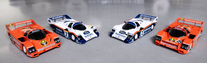Porsche 956: Vier Modelle in Rothmans- und Jägermeister-Farben