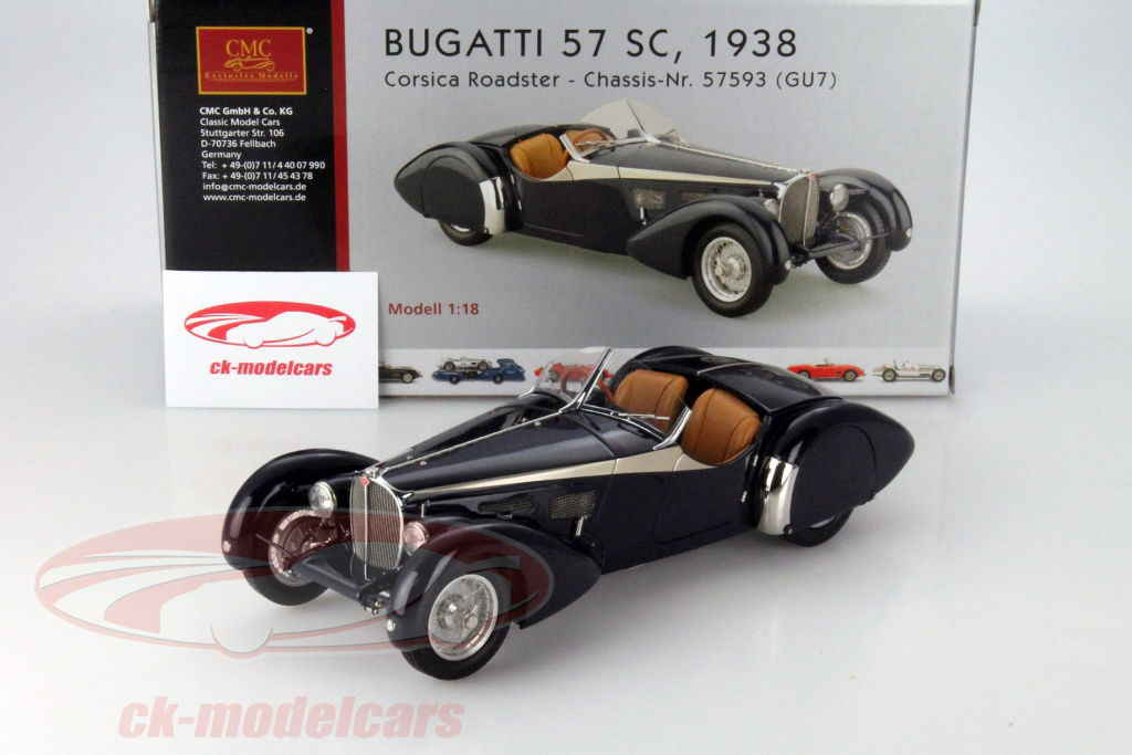 専用出品CMC 1/18 ブガッティ 57SC コルシカ1938 M-106 CMC 1:18 Bugatti 57 SC Corsica Roadster Year 1938 dark blue