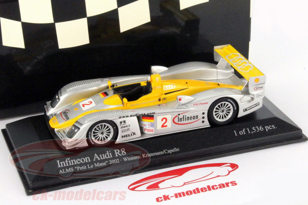 Minichamps 1:43 Infineon Audi R8 #2 Winner ALMS 2002 Kristensen