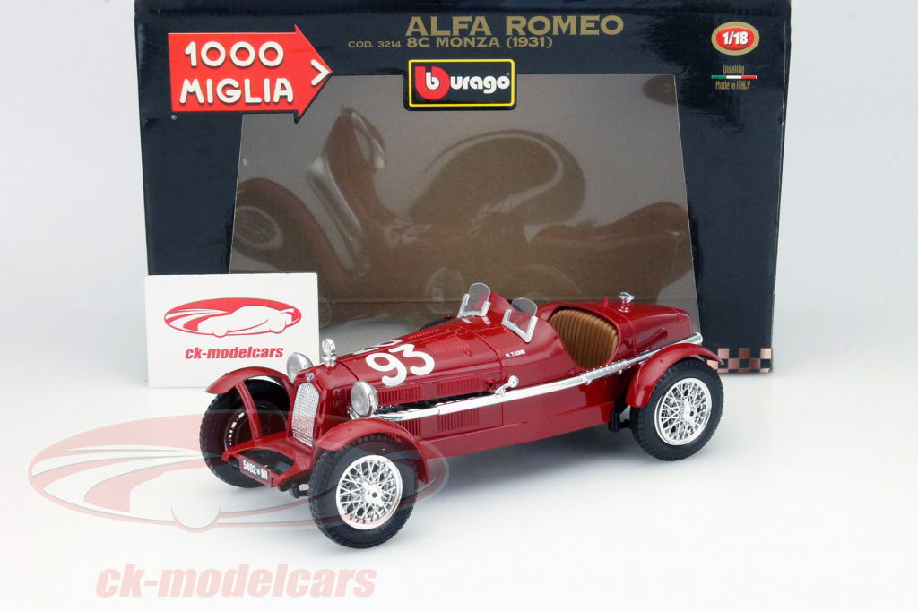 Bburago 1:18 Alfa Romeo 8C Monza #93 Mille Miglia 1931