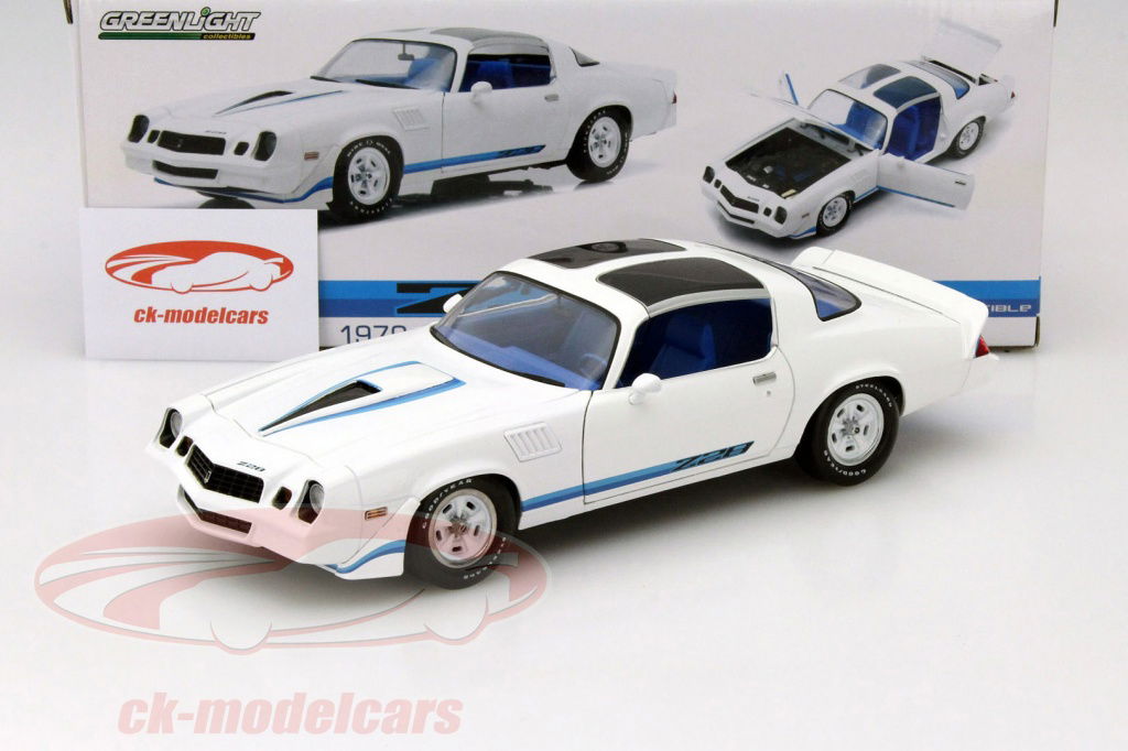 Greenlight 1:18 Chevrolet Camaro Z28 Year 1979 white / blue