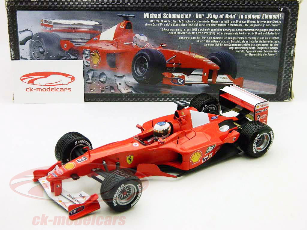 ミニカー Ferrari  F 1-2000 M.Schumacher HotWheels 1:18 M. Schumacher Ferrari F1-2000 King of Rain