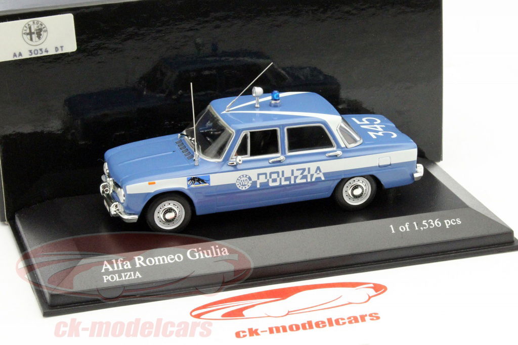 Minichamps 1:43 Alfa Romeo Giulia Polizia Year 1970 blue