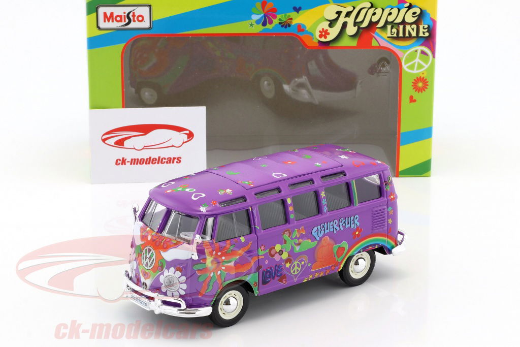 Maisto 1:24 Volkswagen VW T1 Samba Bus Hippie Line Flower Power