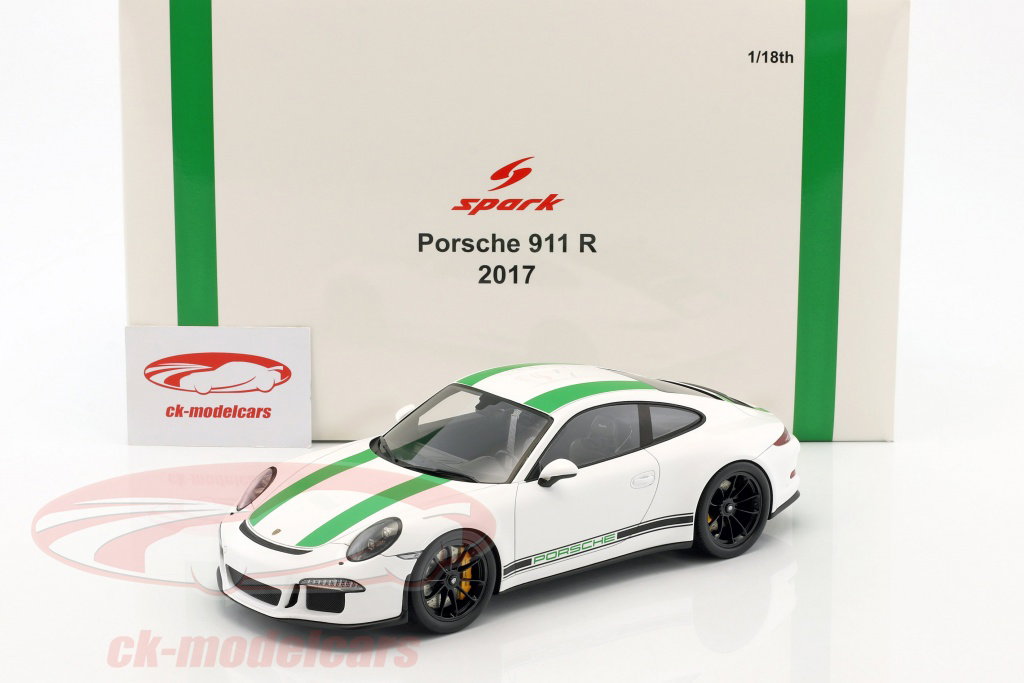 Spark 1:18 Porsche 911 R year 2017 white / green 18S236 model car