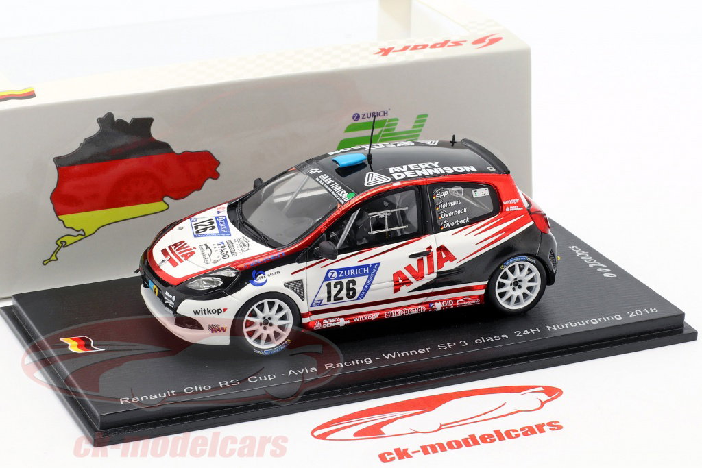 Miniature Spark 1:43 Renault Clio RS Cup Nürburgring 2018 Vainqueur SP3 - Epp