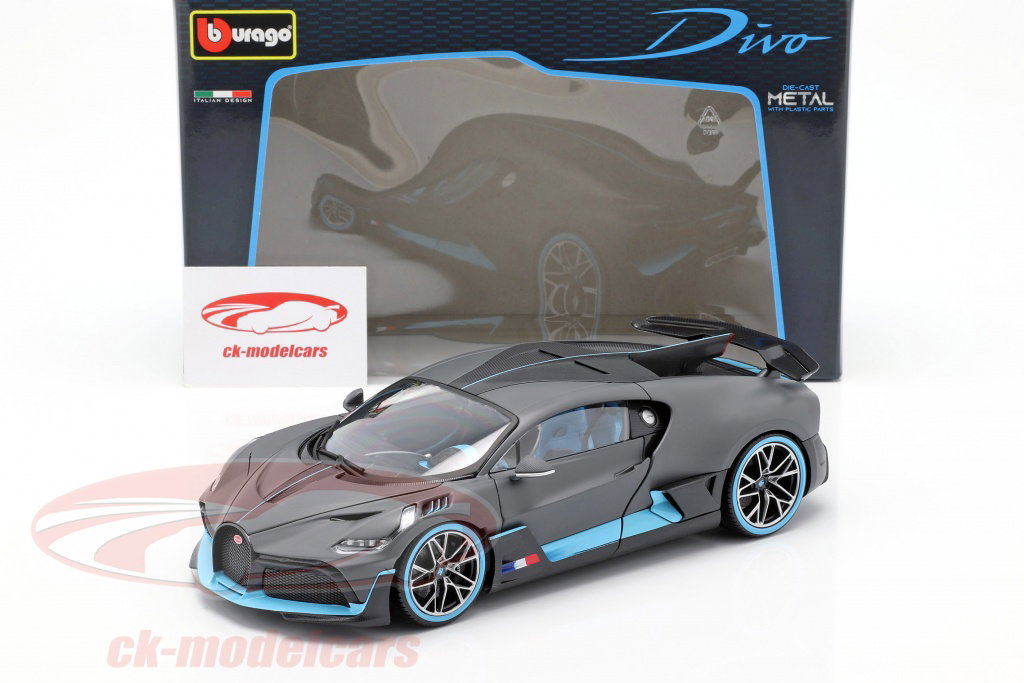 Bburago 1:18 Bugatti Divo 築 2018 マット グレー / ライトブルー 18