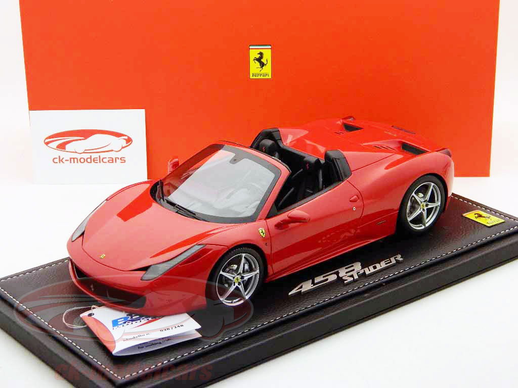 BBR Models 1:18 Ferrari 458 Spider IAA Frankfurt Rosso Corsa