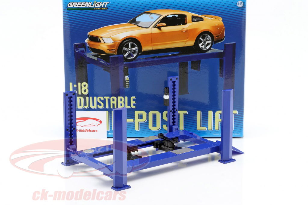 GreenLightグリーンライト/4Post Lift リフト 1/18 Greenlight 1:18 Adjustable Four-Post Lift (Blue) - M & J