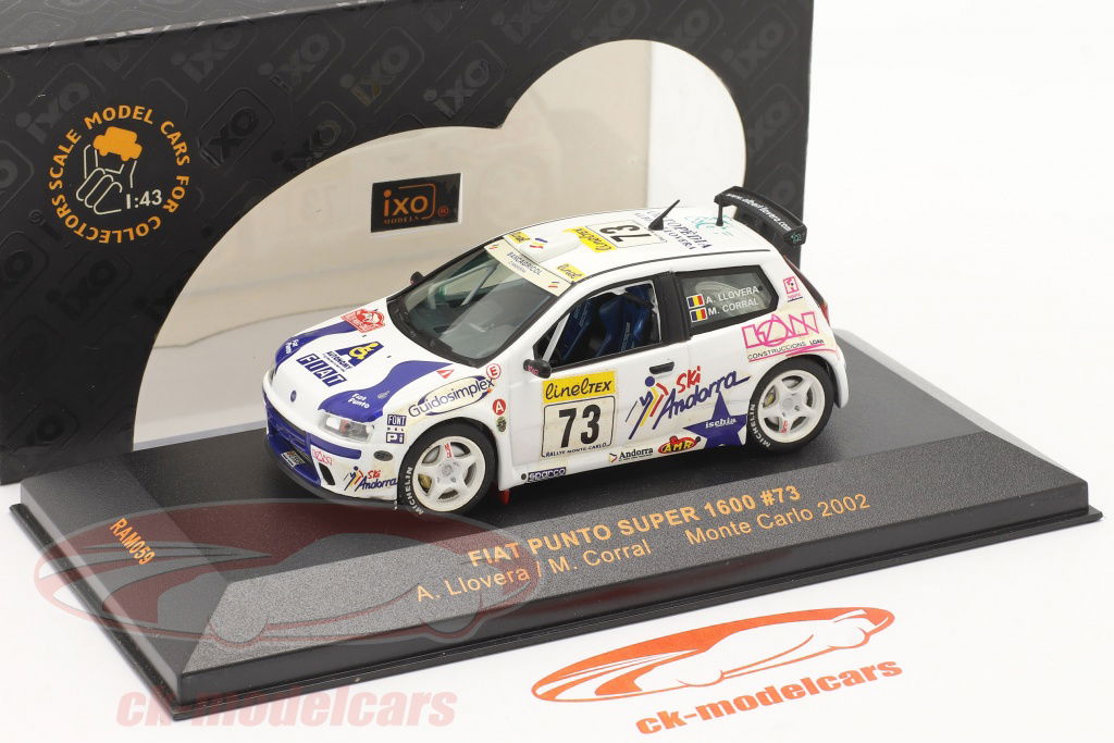 Ixo 1:43 Fiat Punto Super 1600 #73 rally Monte Carlo 2002