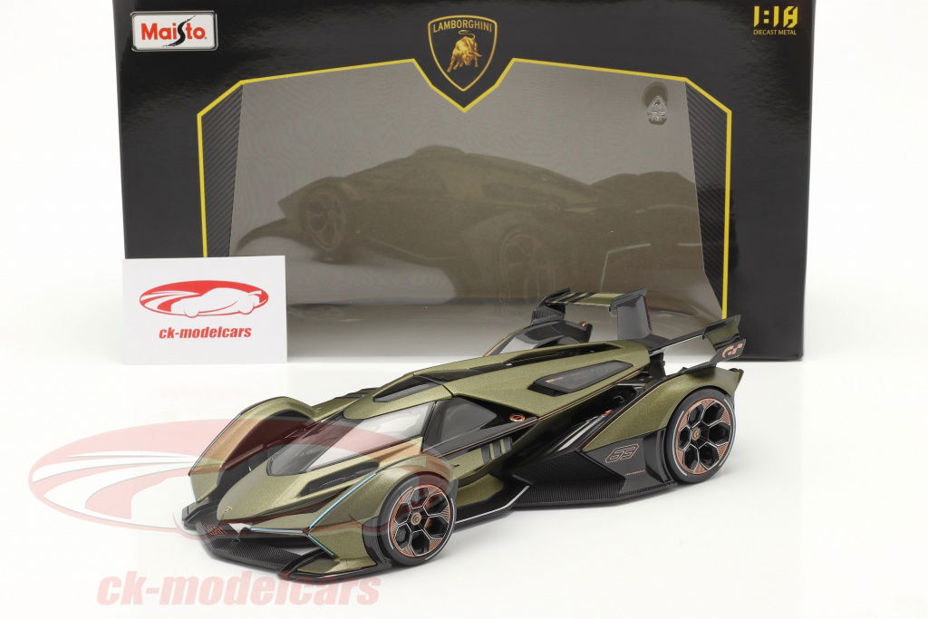 Maisto 1:18 Lamborghini V12 Vision GT オリーブ 緑 / 黒