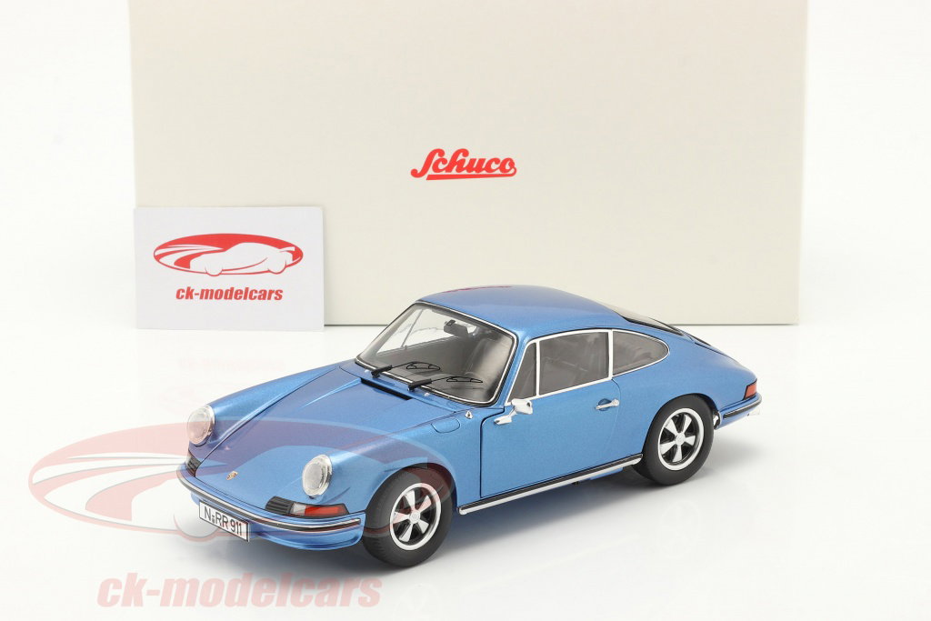 Schuco 1:18 Porsche 911 S Coupe 建設年 1973 青い メタリック