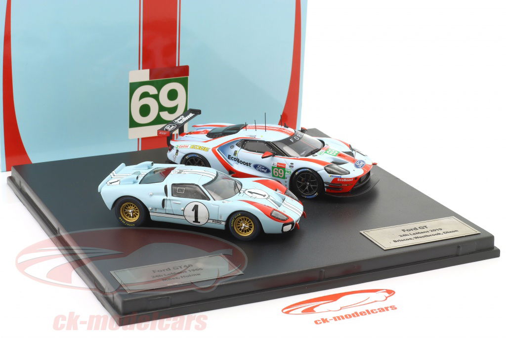 京商 KYOSYO FORD GT-40 1/43 Le Mans 69 Ixo 1:43 2-Car Set 24h LeMans: Ford GT40 #1 1966 & Ford GT