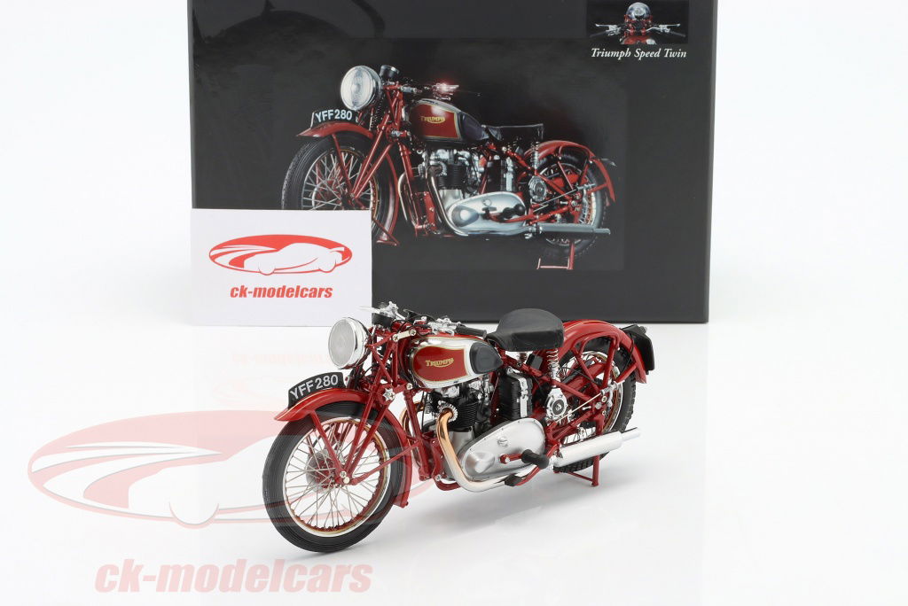 オートバイ・バイク 1/12 MINICHAMPS Triumph Speed Twin 1/12 Minichamps 1939 Triumph Speed Twin (Red) Diecast Model