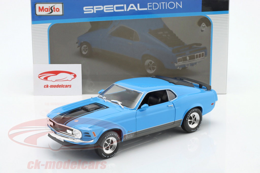 Maisto 1:18 Ford Mustang Mach 1 建設年 1970 青い 31453 モデル 車