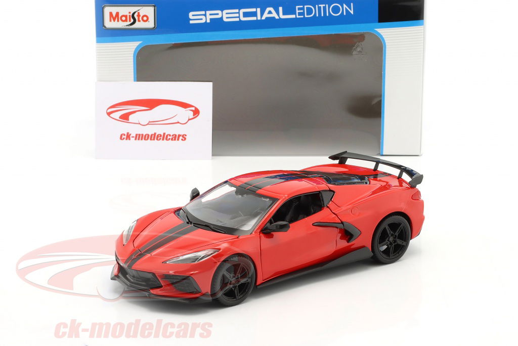 Maisto 1:24 Chevrolet Corvette Stingray Coupe 建設年 2020 赤 / 黒