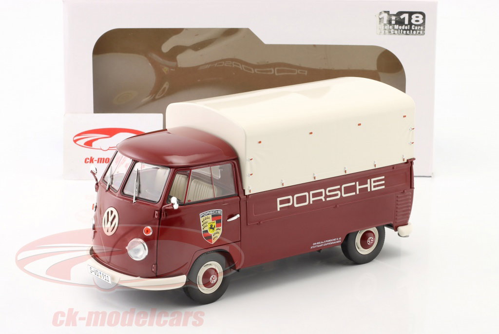 Solido 1:18 Volkswagen VW T1 Pick-Up Porsche Service 1950 暗赤色