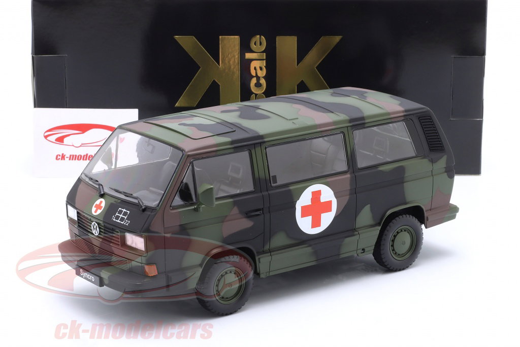 KK-Scale 1:18 Volkswagen VW T3 Bus Syncro 軍隊 救急車 1987 迷彩