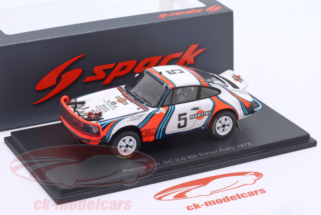 Spark 1:43 Porsche 911 SC 3.0 #5 4th Safari Rallye 1978 Martini