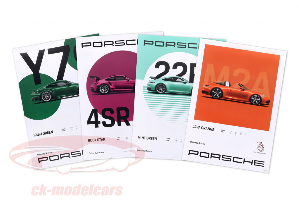 Porsche poster set 911 (992) 75 Years (4x 50x70 cm) WAP0504700R75Y