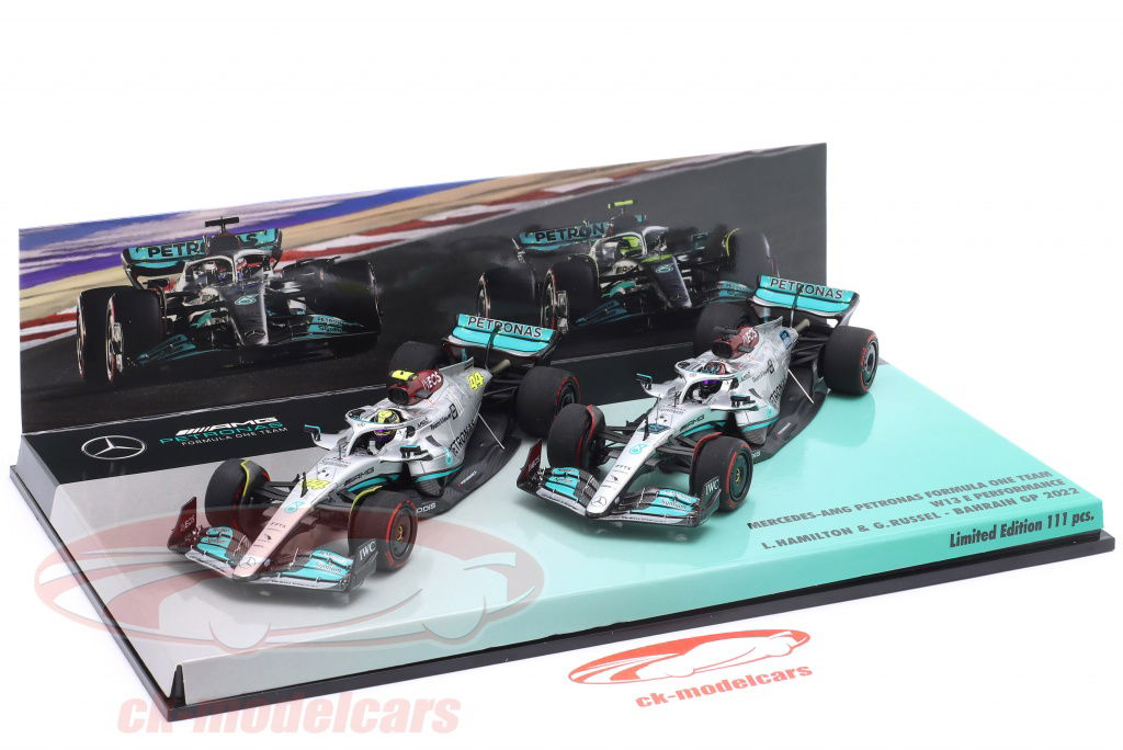 Minichamps 1:43 2-Car Set Hamilton #44 & Russell #63 バーレーン GP