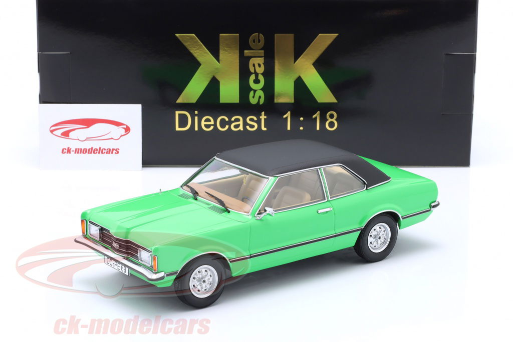 ミニカー　1/18 フォード Taunus GXL セダン 1971 ビニールルーフ(グリーン×マットブラック) [KKDC180977] KK-Scale 1:18 Ford Taunus GXL limousine with Vinyl roof 1971