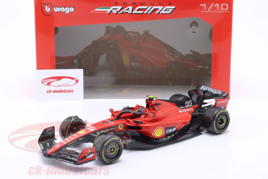 Bburago 1:18 Carlos Sainz Jr. Ferrari SF-23 #55 Formel 1 2023 18