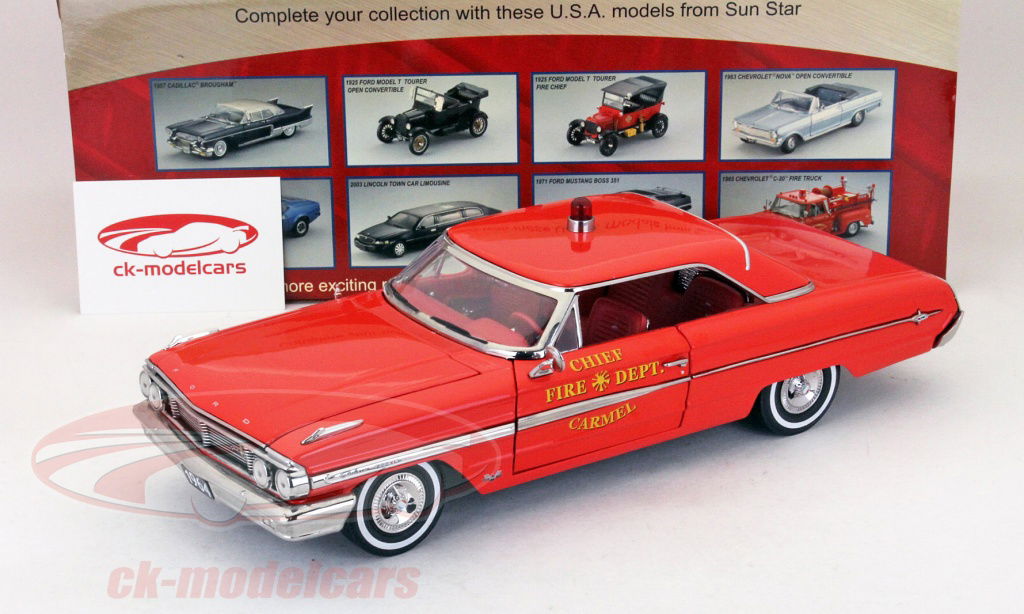 １９６４　ＦＯＲＤ　ＧＡＬＡＸＩＥ　５００　【１／１８】新品、未使用 Sun Star Models 1:18 Ford Galaxie 500 fire chief dept