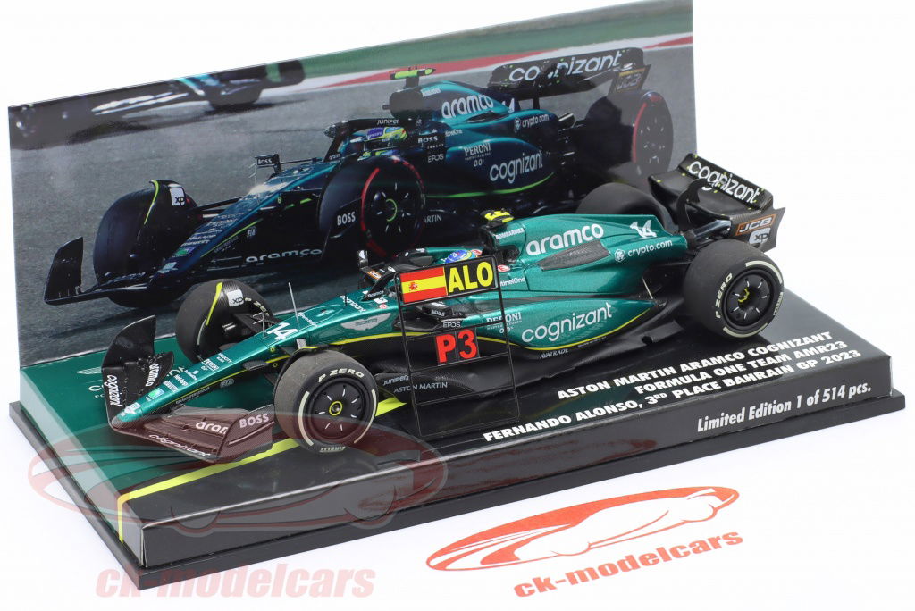 Minichamps 1:43 F. Alonso Aston Martin AMR23 #14 3rd Bahrain