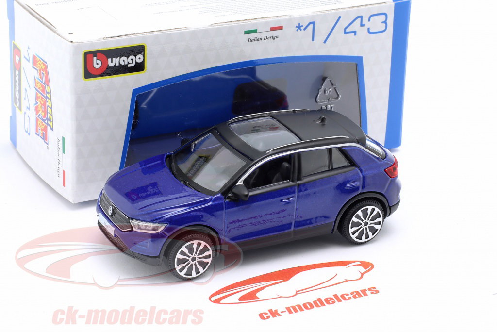 Bburago 1:43 Volkswagen VW T-Roc 建設年 2021 青 メタリックな 18