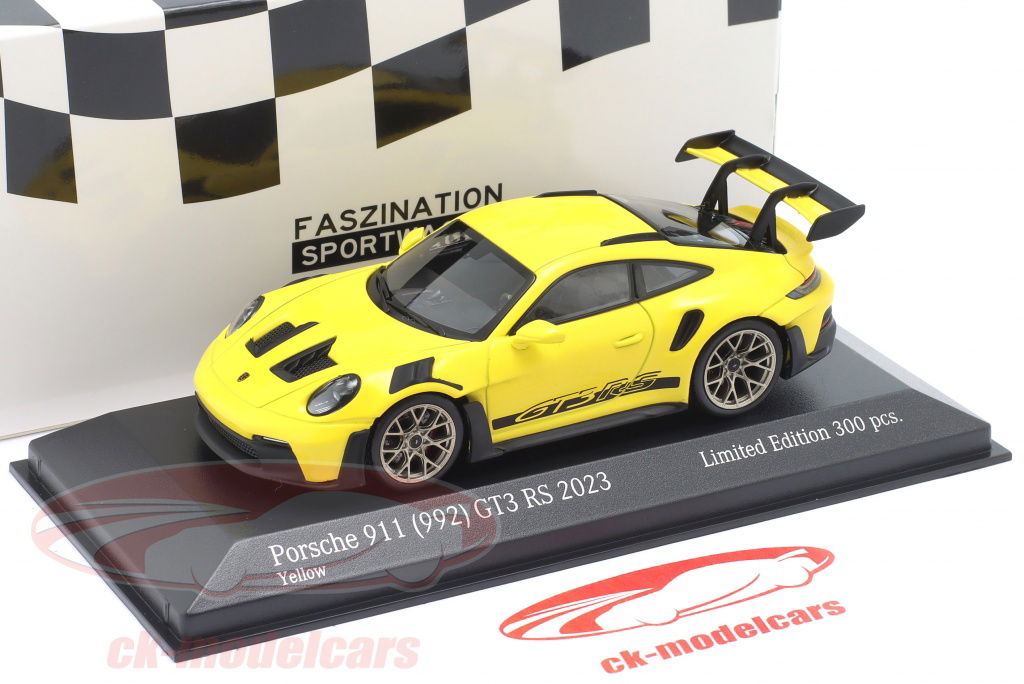 MINICHAMPS ポルシェ 911 992 GT3RS 2023 1/43 Minichamps 1:43 Porsche 911 (992) GT3 RS 2023 gul / gylden fælge