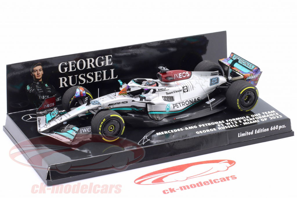 Minichamps 1:43 G. Russell Mercedes-AMG F1 W13 #63 5th Miami GP