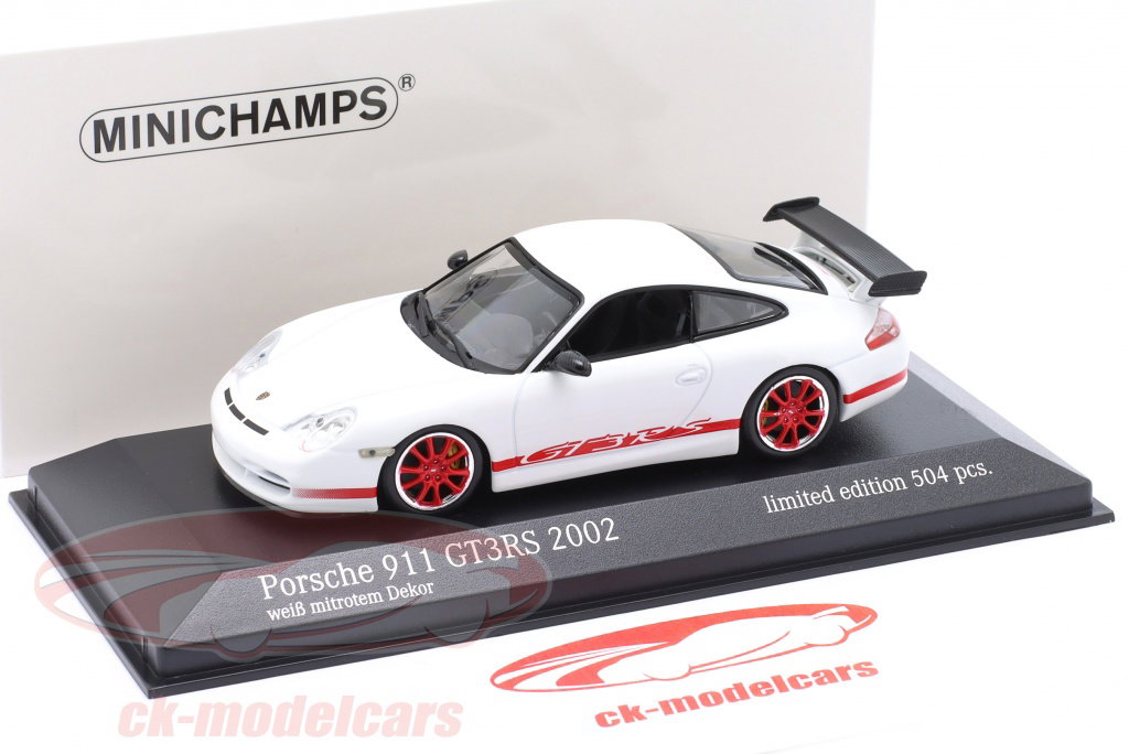 1/43 MINICHAMPS ミニカーポルシェ996前期型GT3CS 7台 Minichamps 1:43 Porsche 911 (996) GT3 RS 建設年 2002 白 / 赤 リム