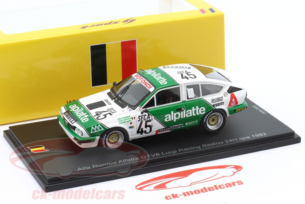 ミニカー　1/43 Alfa Romeo Alfetta GTV6 Luigi Racing Bastos 24H Spa 1982 L. Lombardi - M. Gallo - T. Palma #45 [SB344] Spark 1:43 Alfa Romeo Alfetta GTV6 #50 24h Spa 1984 Luigi