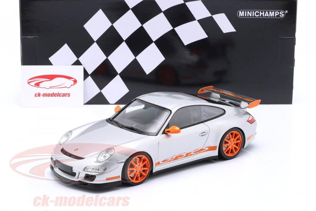 ☆MINICHAMPS Porsche 911 GT3 RS 1/18 ポルシェ Minichamps 1:18 Porsche 911 GT3 RS 建設年 2007 銀 / オレンジ リム
