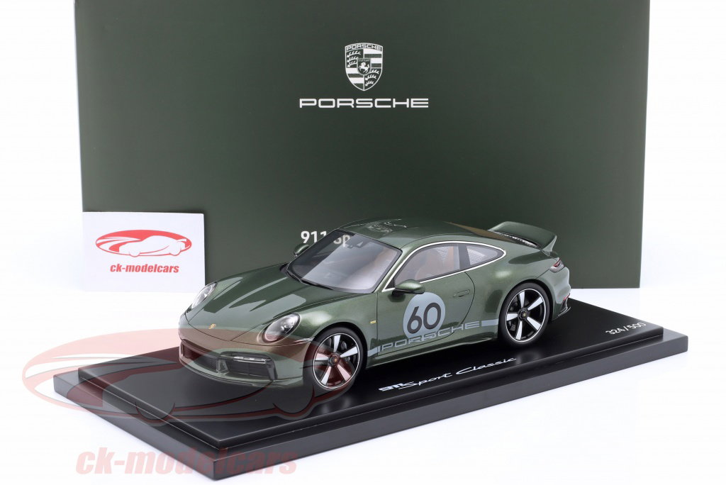 みちカーキベージュ1 Spark 1:18 Porsche 911 (992) Sport Classic 2022 oak 緑 メタリック