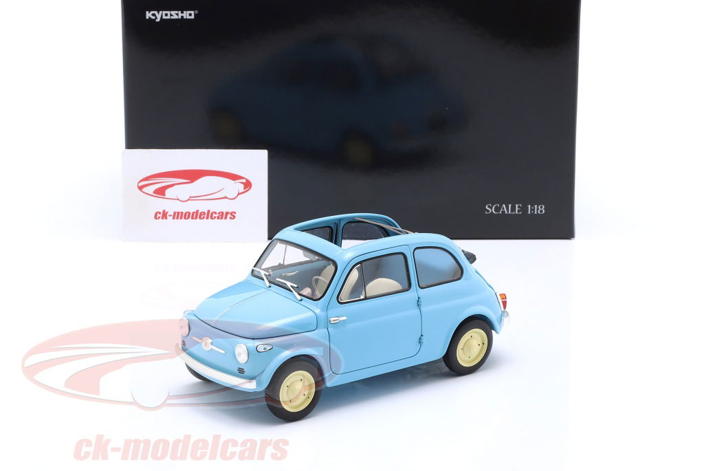 Kyosho 1:18 Fiat 500 D Cabriolet Open Top year 1960 blue