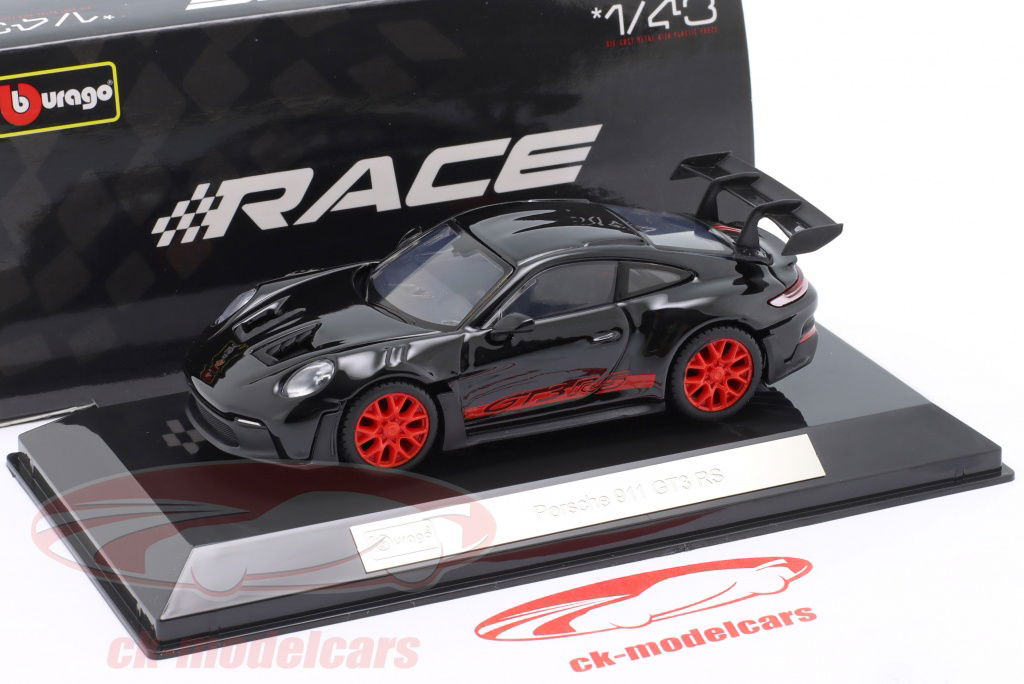 Bburago 1:43 Porsche 911 (992) GT3 RS 建設年 2022 黒 / 赤み