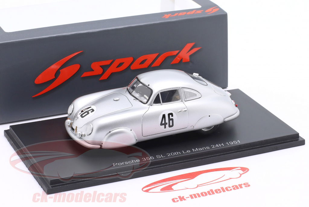 ミニカー　1/43 Porsche 356 #46 20th 24H Le Mans 1951 1st time Porsche at Le Mans A. Veuillet - E. Mouche [S5215] Spark 1:43 Porsche 356SL #46 Winner S1.1 class 24h LeMans