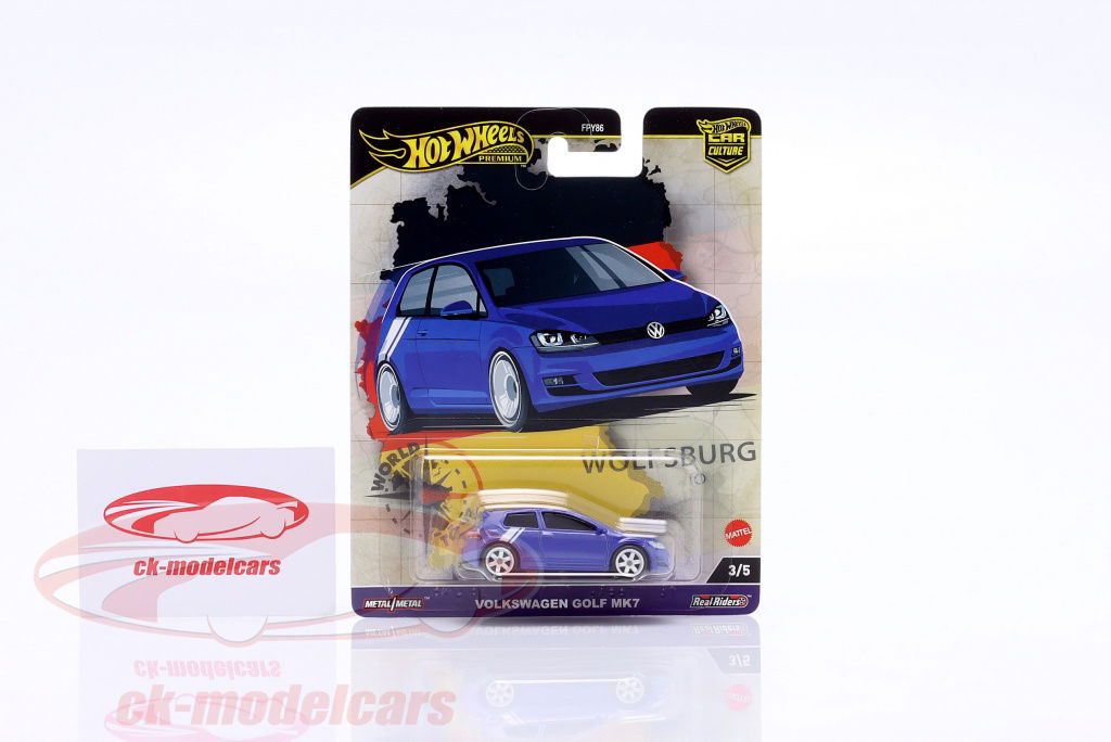 HotWheels 1:64 Volkswagen VW Golf MK7 blue HRV79 model car HRV79