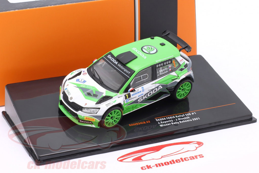 Miniature IXO 1/43 - Škoda Fabia Rally2 Evo - Kopecký - Rallye Bohemia 2021 - Neuve