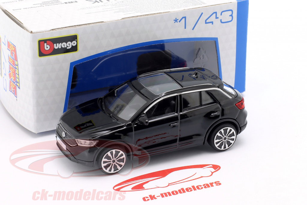 Bburago 1:43 Volkswagen VW T-Roc 建設年 2021 黒 18-30455BK モデル