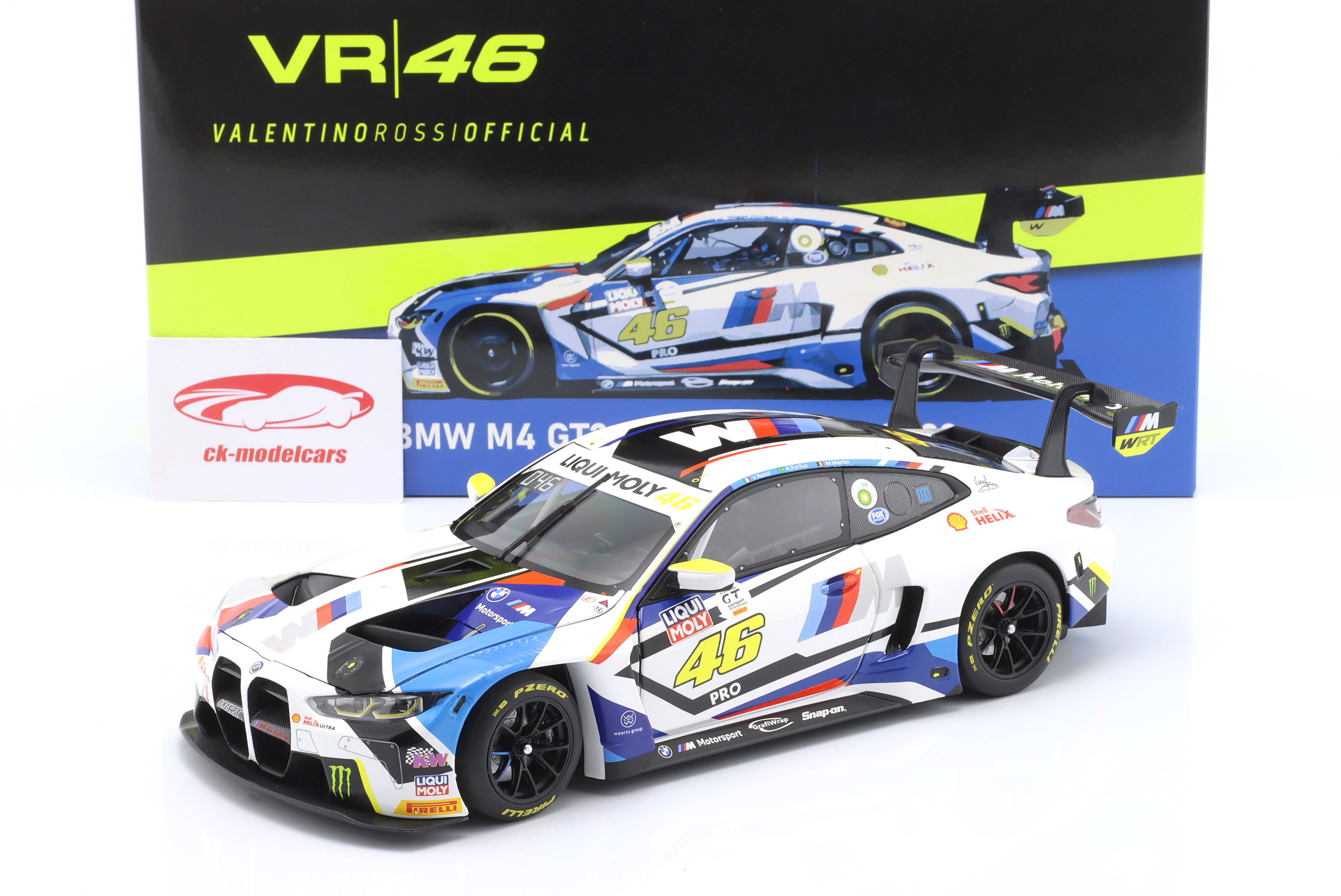 世界限定749台VR46 BMW M4 GT3 1/18 minichamps 1/18 Minichamps 2023 BMW M4 GT3 #46 Winner GTWCE Misano Team
