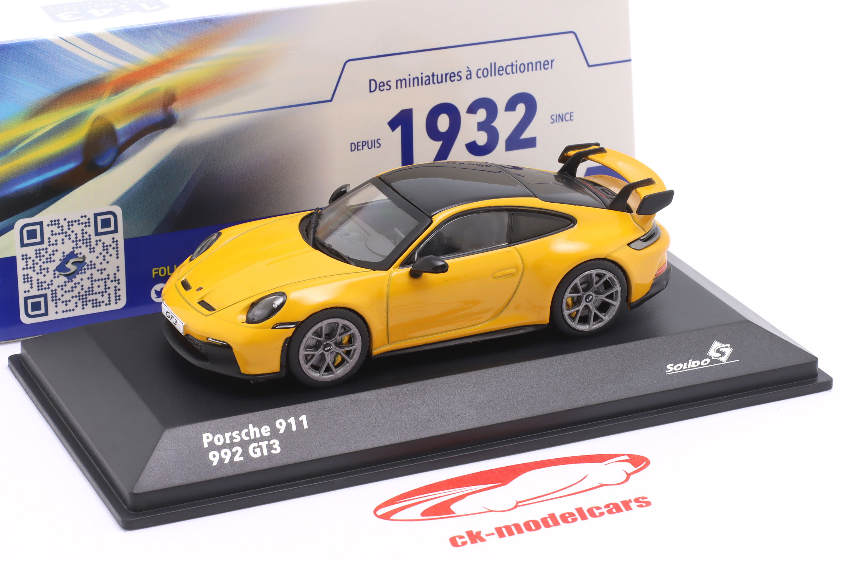 Solido 1:43 Porsche 911 (992) GT3 Year 2023 yellow S4312504 model