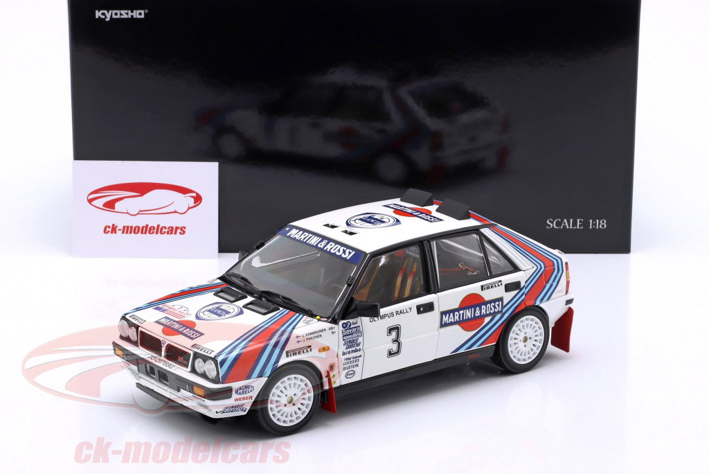 Kyosho – Voiture De Rallye Lancia Delta HF 4wd Targa Florio 1987 N°1, Modèle Diecast 1/18, Neuf En Boîte !